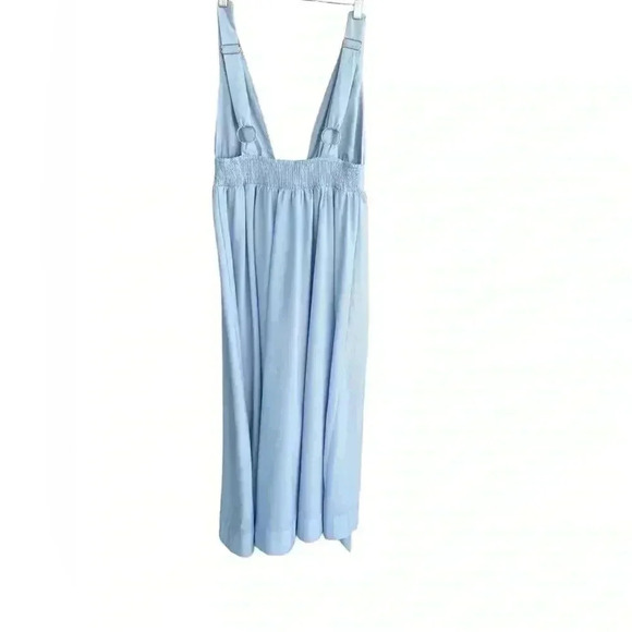 Mable women’s Tie Front Midi Dress Blue size Small features a plunging neckline - Picture 7 of 12